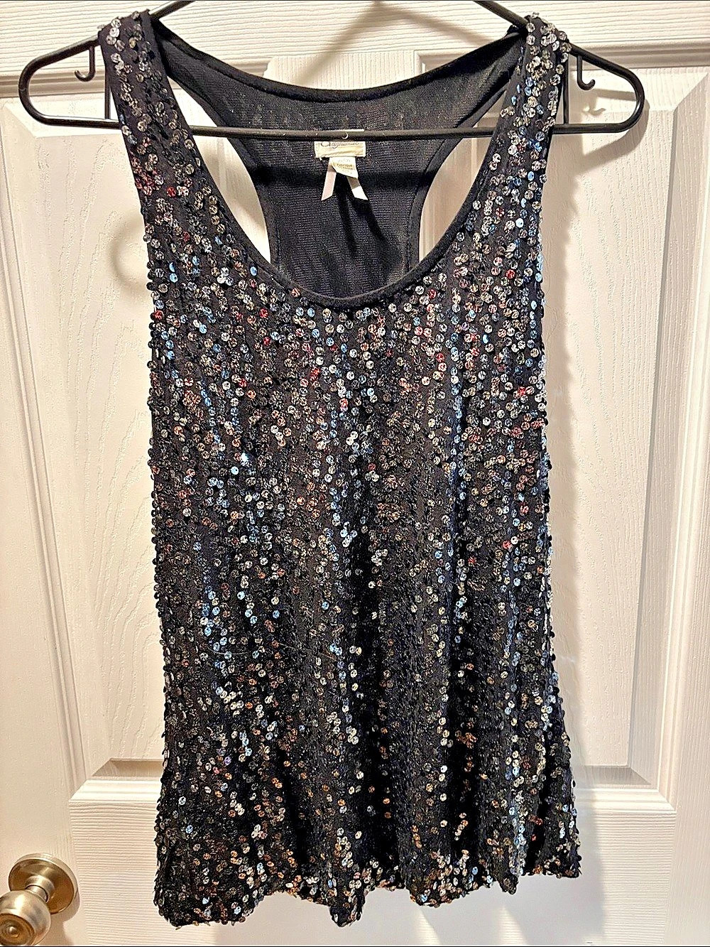 Dynamite Sequin Racerback Tank in Black Size Medium Like New